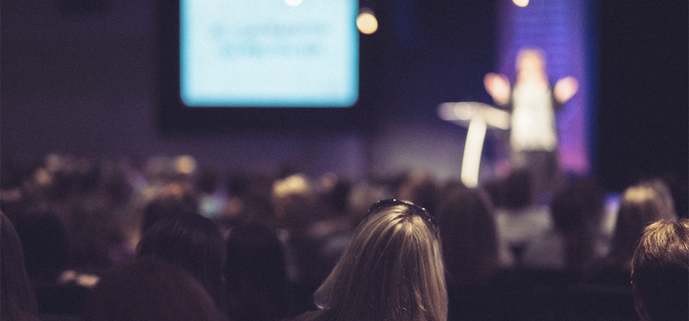 Congregation watching projection during sermon