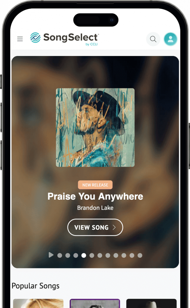 CCLI의 SongSelect - 노래, 가사, 화음 및 성창기도