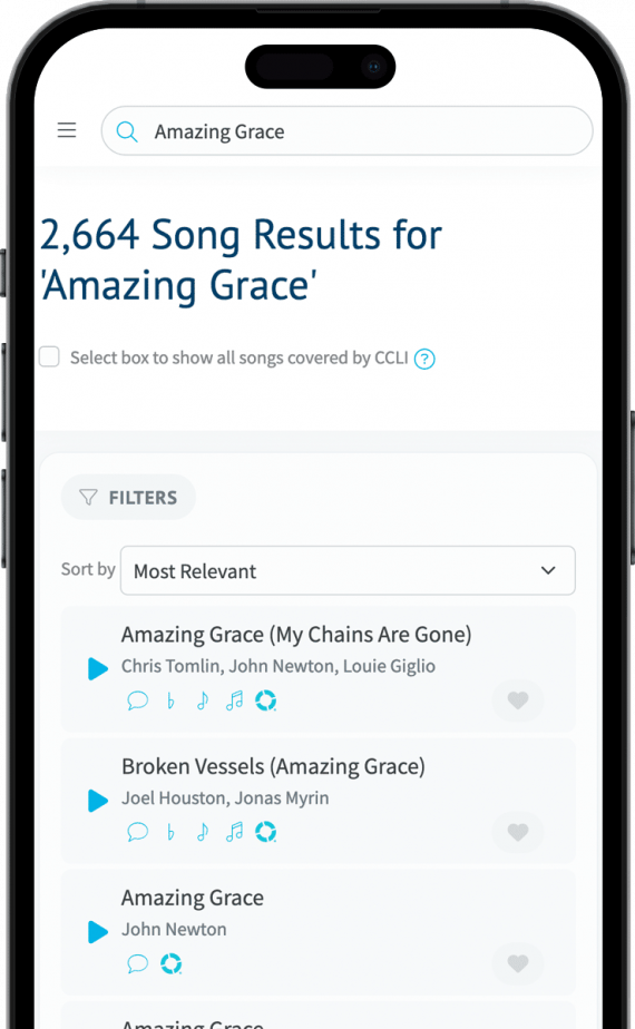 CCLI의 SongSelect - 노래, 가사, 화음 및 성창기도